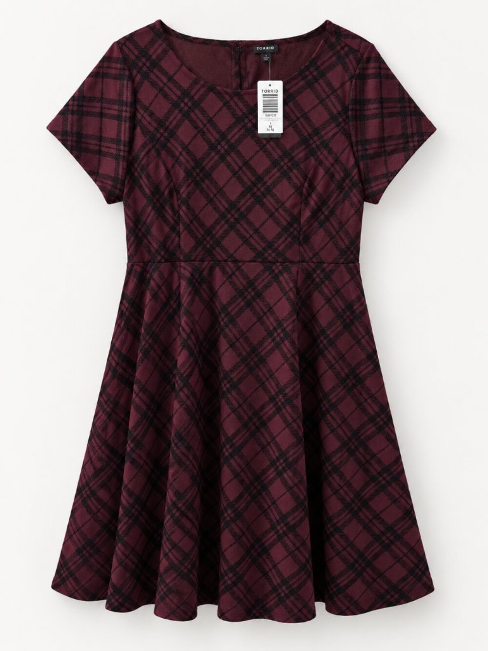 NWT Torrid Purple Plaid Fit & Flare Skater Dress 1X Fall Academia Preppy